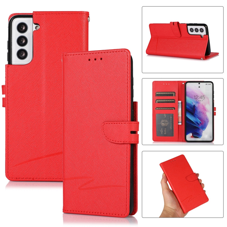 For Samsung Galaxy S21+ 5G Cross Texture Horizontal Flip Leather Phone Case