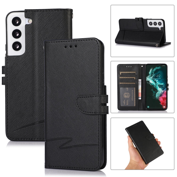 For Samsung Galaxy S22 5G Cross Texture Horizontal Flip Leather Phone Case