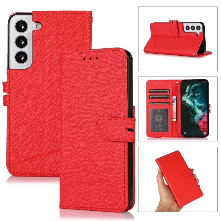 For Samsung Galaxy S22 5G Cross Texture Horizontal Flip Leather Phone Case