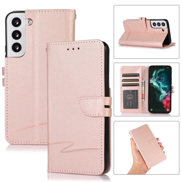 For Samsung Galaxy S22 5G Cross Texture Horizontal Flip Leather Phone Case