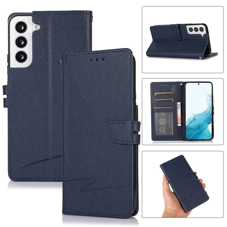 For Samsung Galaxy S22+ 5G Cross Texture Horizontal Flip Leather Phone Case