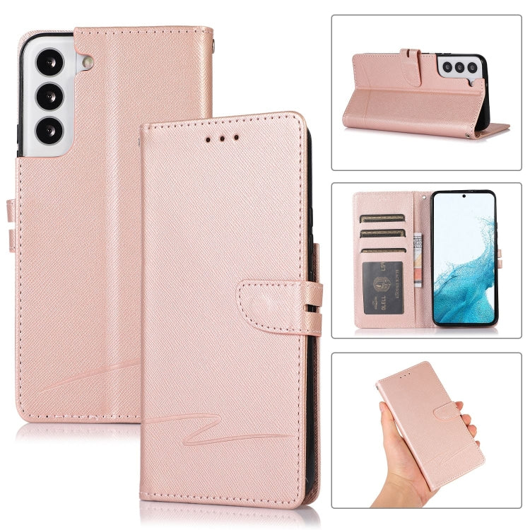 For Samsung Galaxy S22+ 5G Cross Texture Horizontal Flip Leather Phone Case