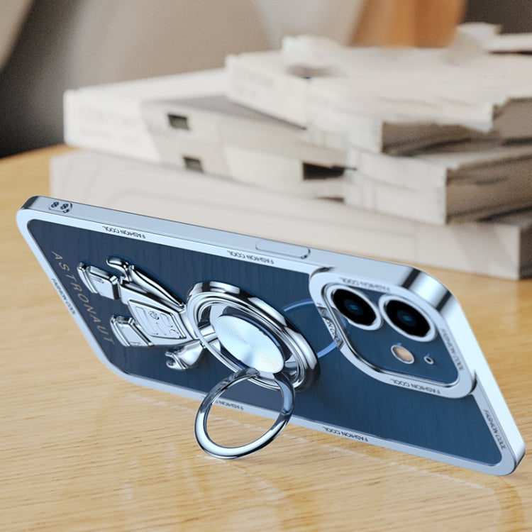 For iPhone 13 Electroplate Astronaut Holder Phone Case(Sierra Blue)