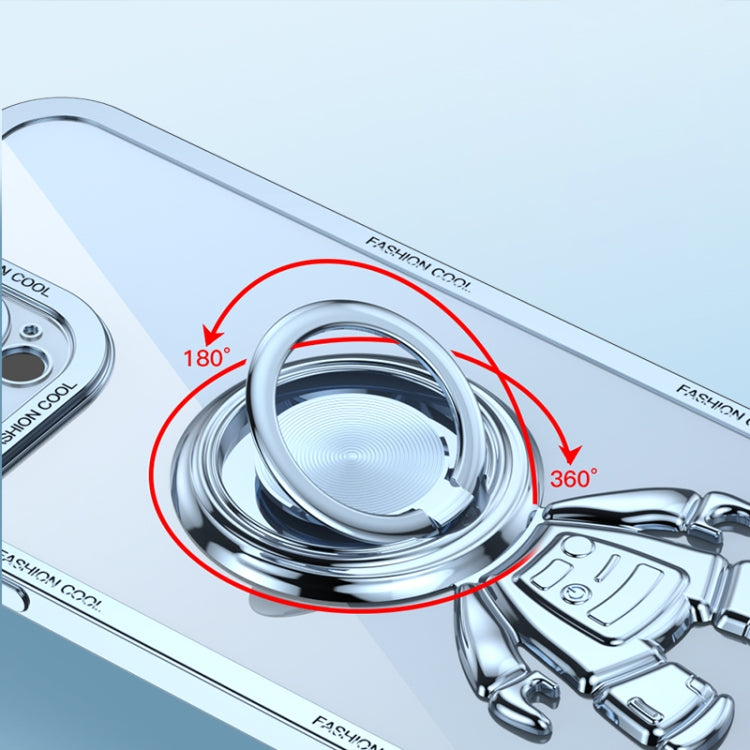 For iPhone 12 Pro Electroplate Astronaut Holder Phone Case(Black)