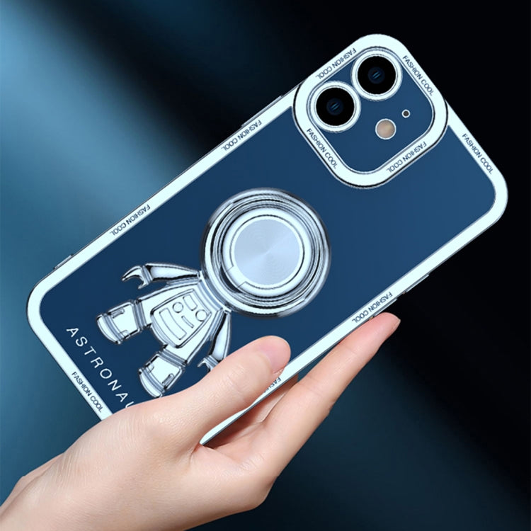 For iPhone 11 Electroplate Astronaut Holder Phone Case (White)