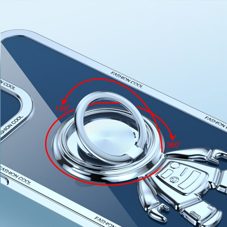 For iPhone 11 Electroplate Astronaut Holder Phone Case (White)