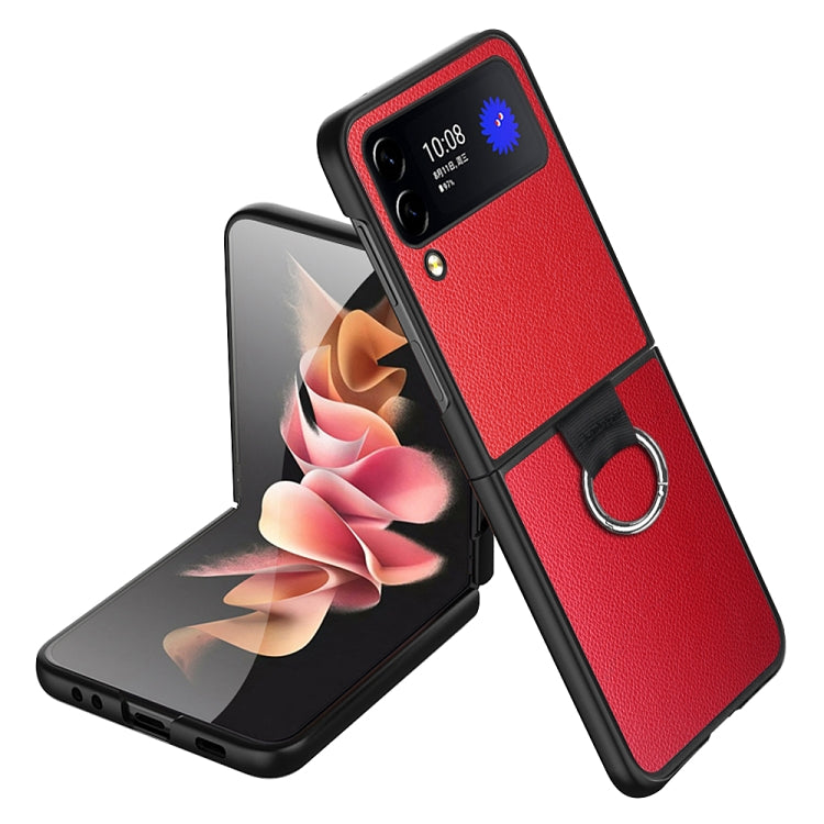 For Samsung Galaxy Z Flip4 Litchi Texture Protective Phone Case with Ring