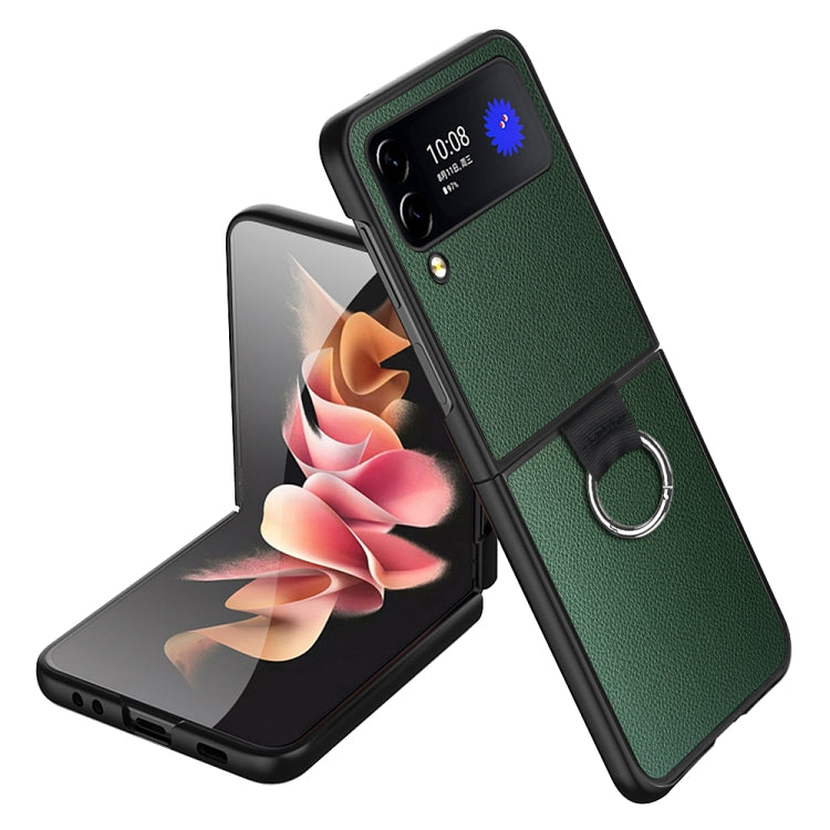 For Samsung Galaxy Z Flip4 Litchi Texture Protective Phone Case with Ring