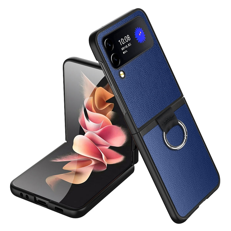 For Samsung Galaxy Z Flip4 Litchi Texture Protective Phone Case with Ring