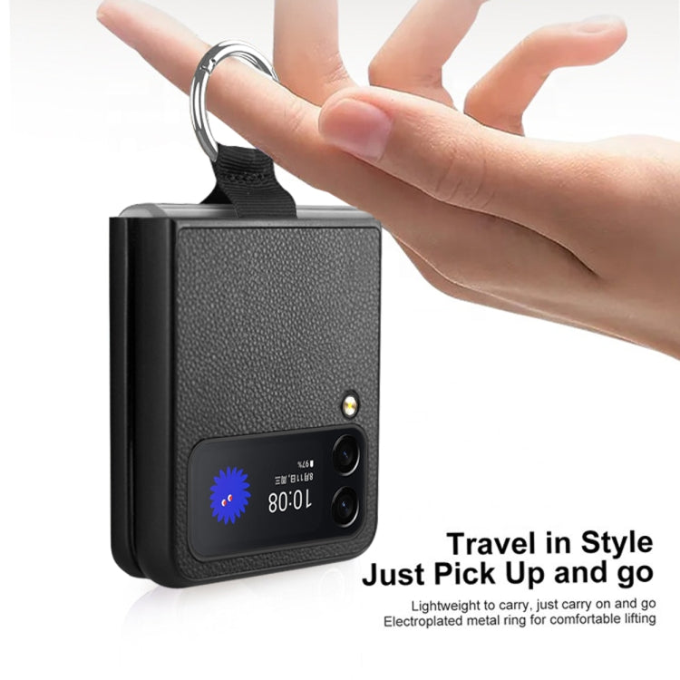 For Samsung Galaxy Z Flip4 Litchi Texture Protective Phone Case with Ring
