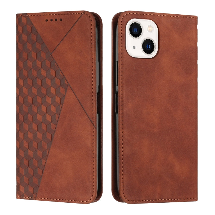 For iPhone 14 Diamond Pattern Splicing Skin Feel Magnetic Phone Case