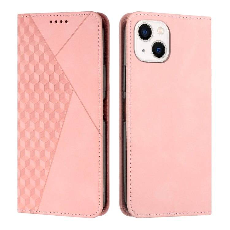 For iPhone 14 Plus Diamond Pattern Splicing Skin Feel Magnetic Phone Case