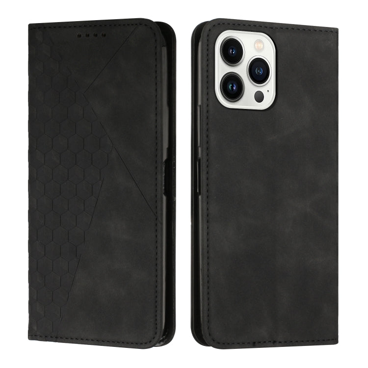 For iPhone 14 Pro Diamond Pattern Splicing Skin Feel Magnetic Phone Case