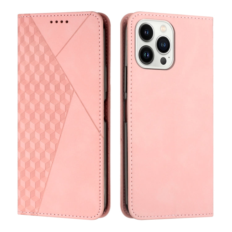 For iPhone 14 Pro Diamond Pattern Splicing Skin Feel Magnetic Phone Case
