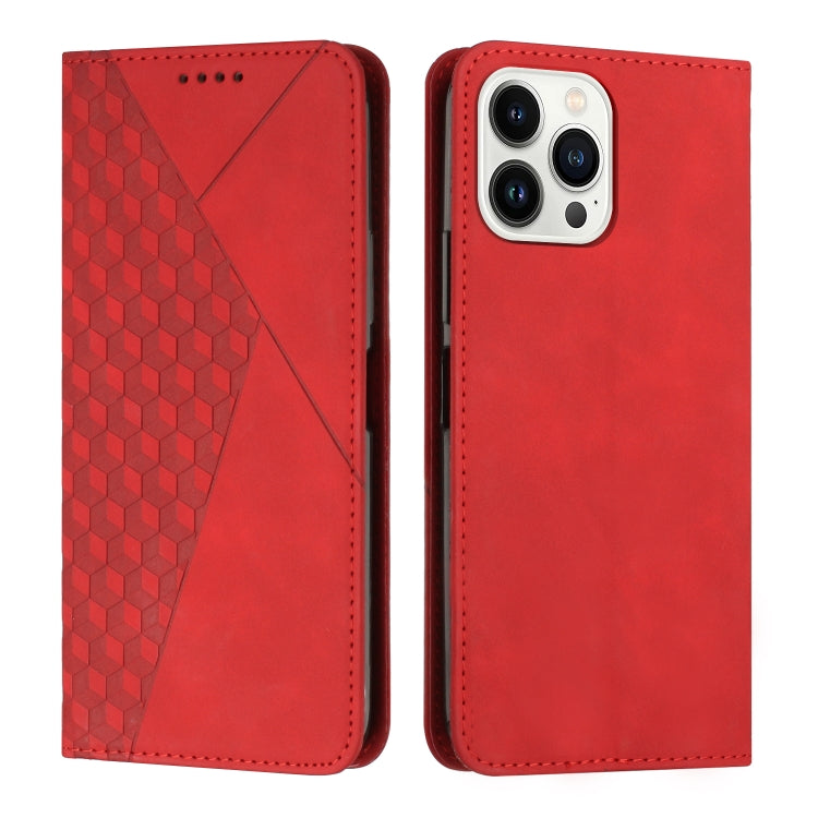 For iPhone 14 Pro Diamond Pattern Splicing Skin Feel Magnetic Phone Case