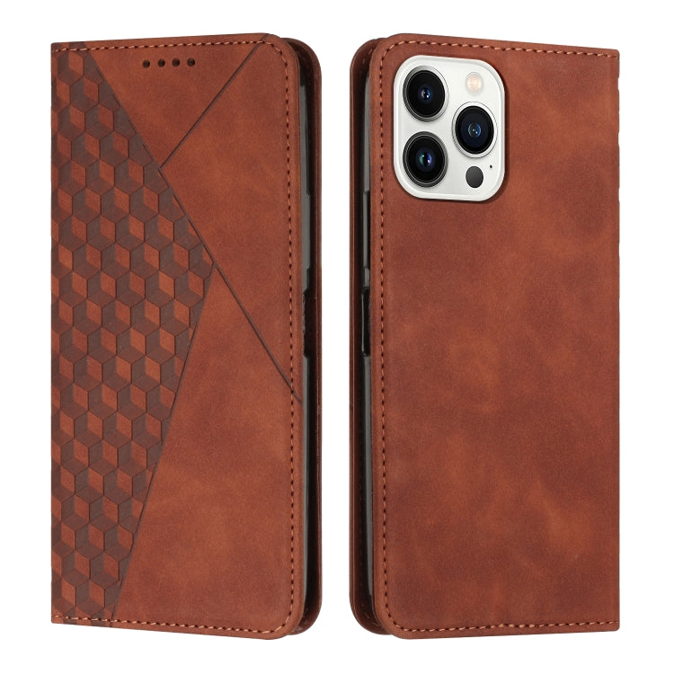 For iPhone 14 Pro Diamond Pattern Splicing Skin Feel Magnetic Phone Case