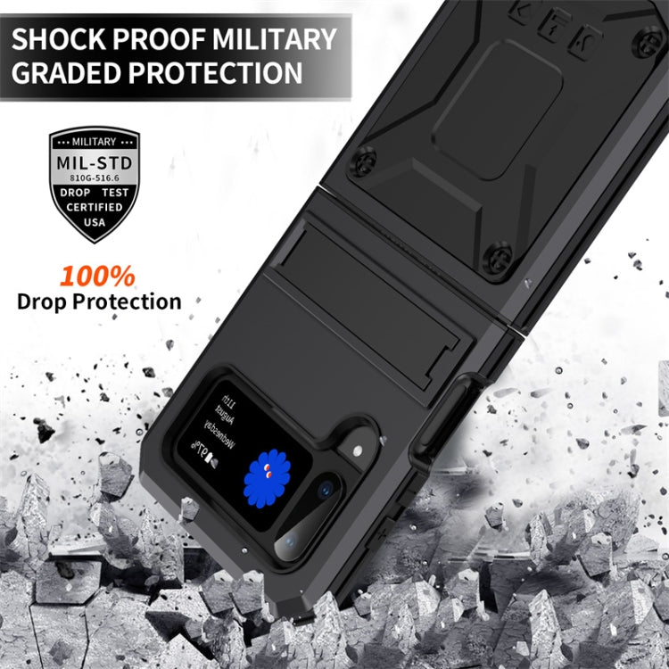 For Samsung Galaxy Z Flip4 Metal Shock-proof Phone Case With Holder
