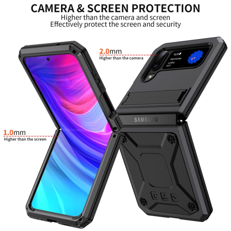 For Samsung Galaxy Z Flip4 Metal Shock-proof Phone Case With Holder