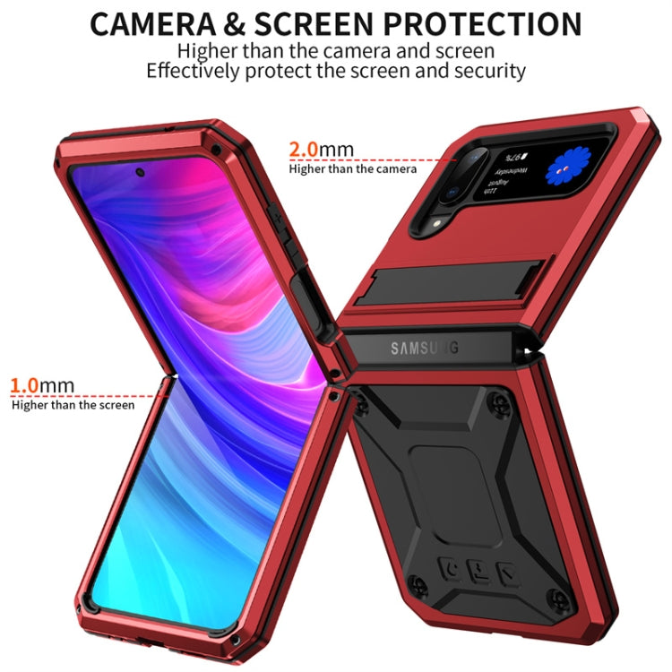 For Samsung Galaxy Z Flip4 Metal Shock-proof Phone Case With Holder