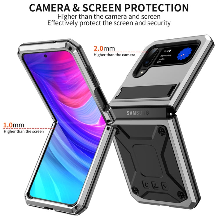 For Samsung Galaxy Z Flip4 Metal Shock-proof Phone Case With Holder