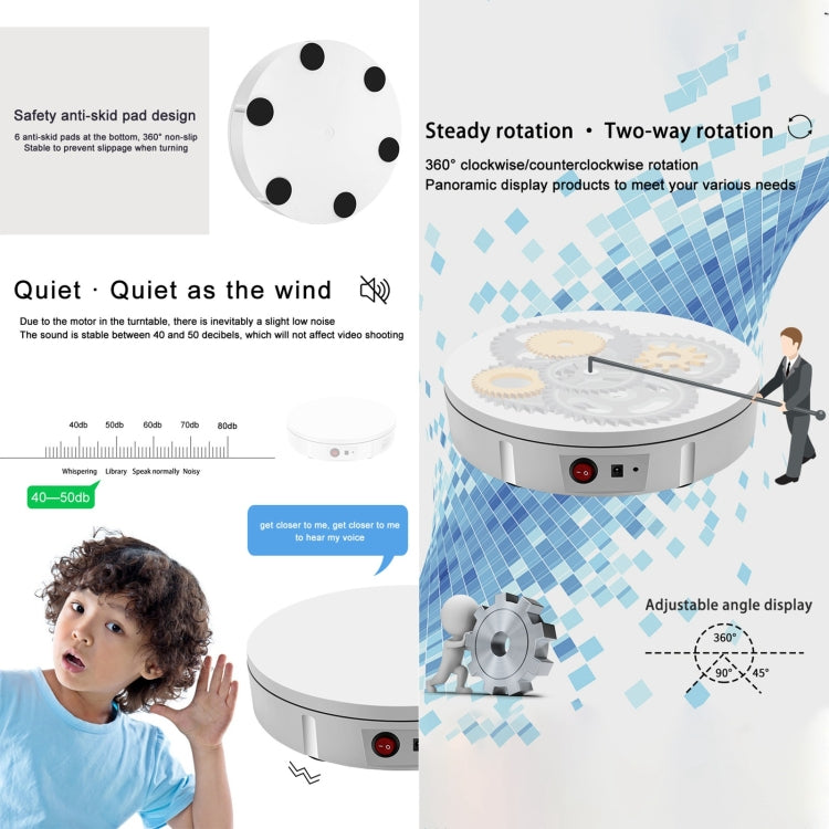 22cm Charging Rotating Display Stand Video Shooting Turntable, Load: 50kg, Power Plug:US Plug
