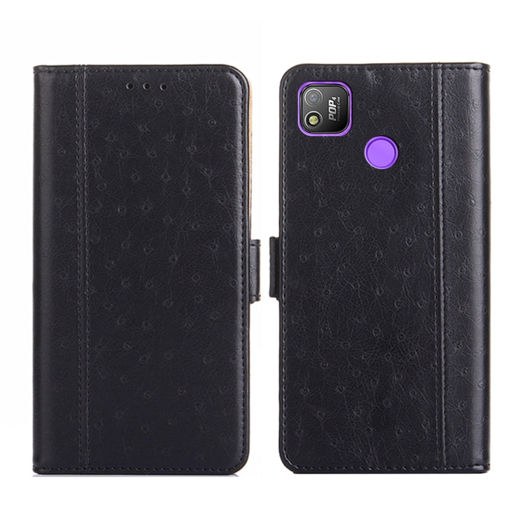 For Tecno Pop 4 Ostrich Texture Flip Leather Phone Case