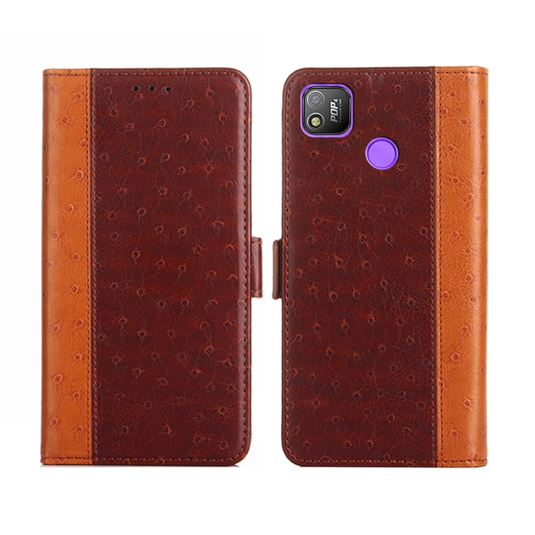 For Tecno Pop 4 Ostrich Texture Flip Leather Phone Case