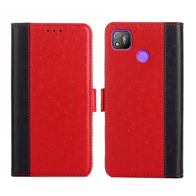For Tecno Pop 4 Ostrich Texture Flip Leather Phone Case