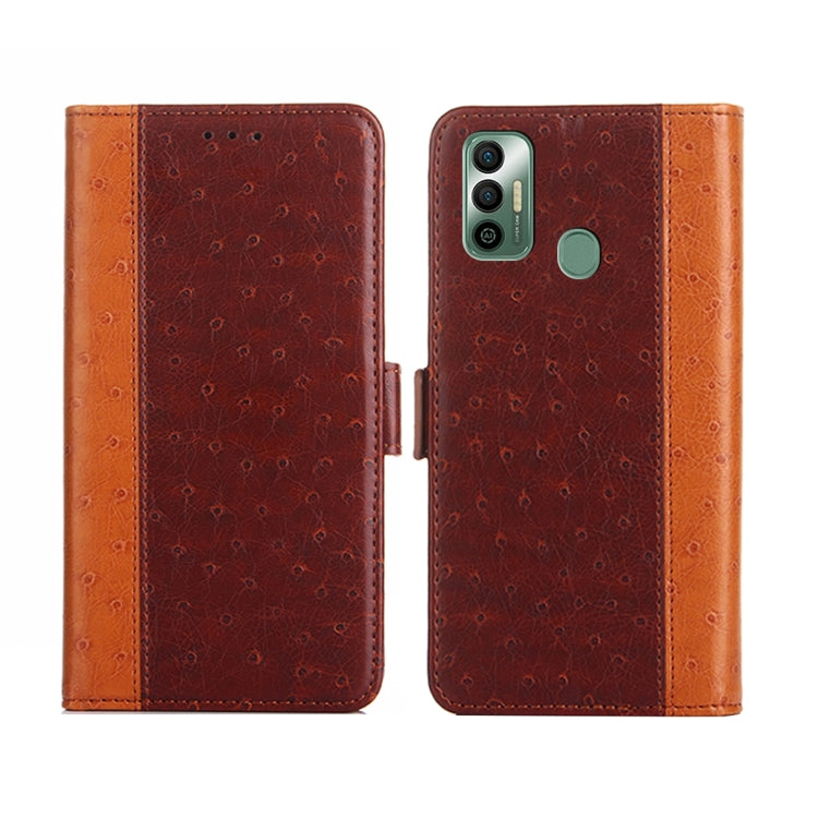 For Tecno Spark 7 Ostrich Texture Flip Leather Phone Case