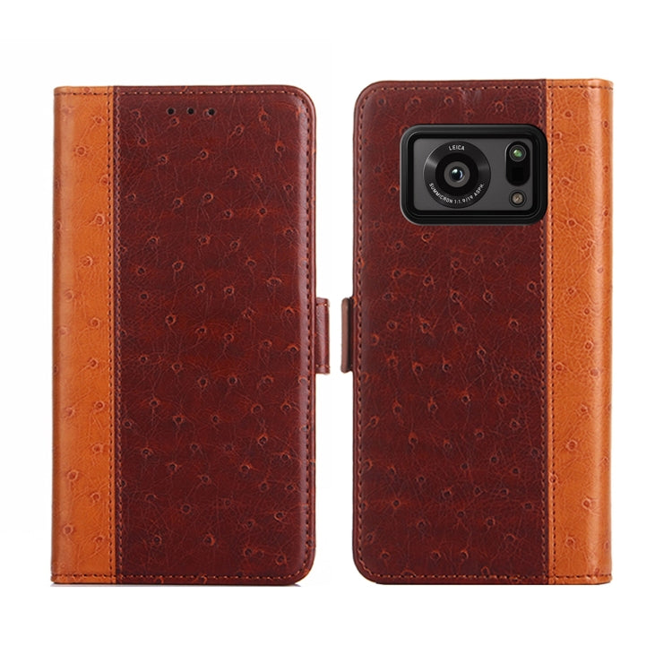 For Sharp Aquos R6 Ostrich Texture Flip Leather Phone Case