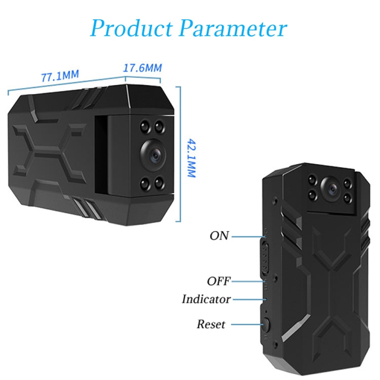 WD16 Mini HD WiFi Camera 180 Degrees Recorder with Back Clip(Black)