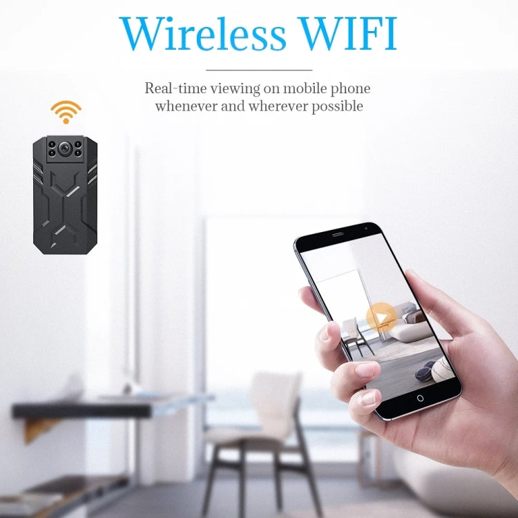 WD16 Mini HD WiFi Camera 180 Degrees Recorder with Back Clip(Black)