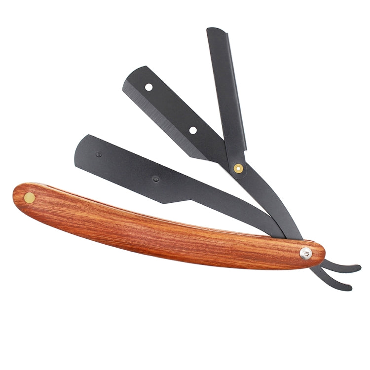 H-5 Men Replaceable Blade Folding Straight Razor Shaving Stand Grooming Kit(Long Walnut Handle)