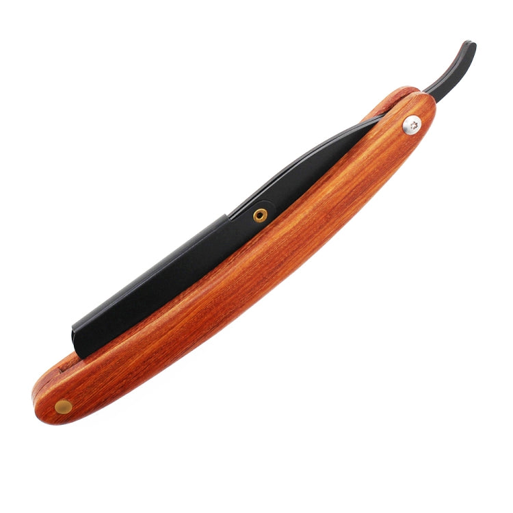 H-5 Men Replaceable Blade Folding Straight Razor Shaving Stand Grooming Kit(Long Walnut Handle)