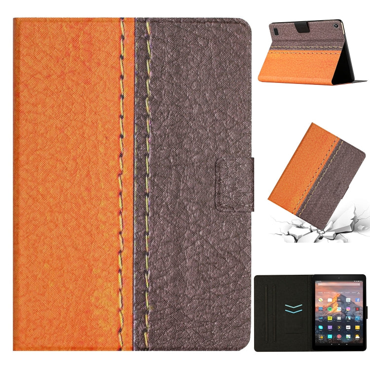 For Amazon Kindle Fire HD 7 2019/2017/2015 Stitching Solid Color Smart Leather Tablet Case
