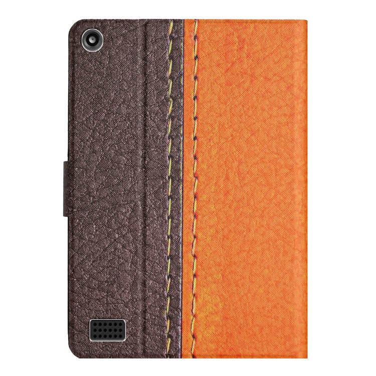 For Amazon Kindle Fire HD 7 2019/2017/2015 Stitching Solid Color Smart Leather Tablet Case