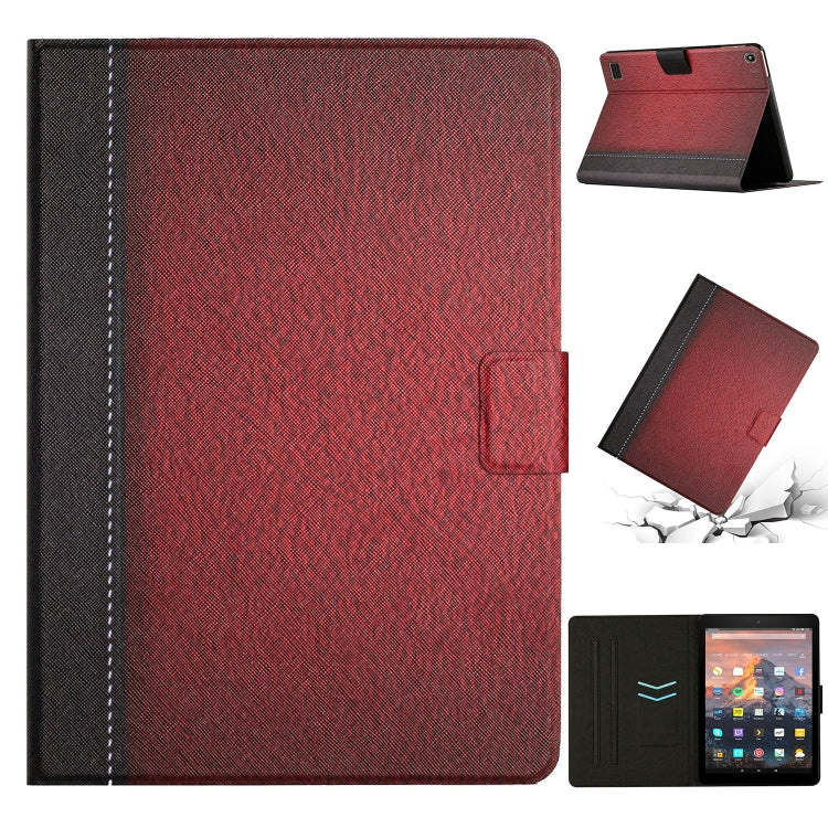 For Amazon Kindle Fire HD 7 2019/2017/2015 Stitching Solid Color Smart Leather Tablet Case