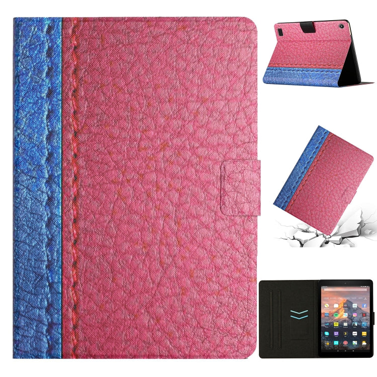 For Amazon Kindle Fire HD 7 2019/2017/2015 Stitching Solid Color Smart Leather Tablet Case