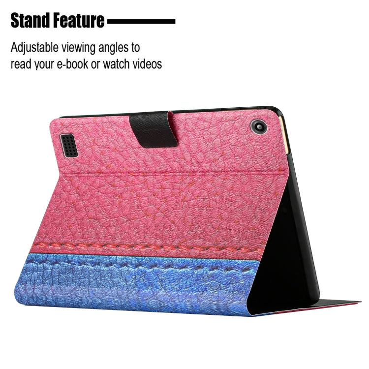 For Amazon Kindle Fire HD 7 2019/2017/2015 Stitching Solid Color Smart Leather Tablet Case