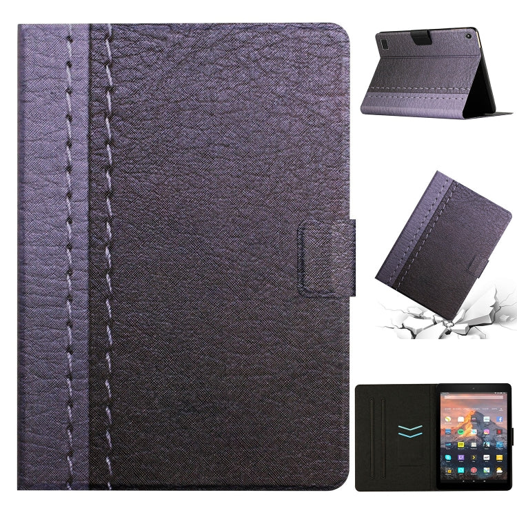For Amazon Kindle Fire HD 7 2019/2017/2015 Stitching Solid Color Smart Leather Tablet Case