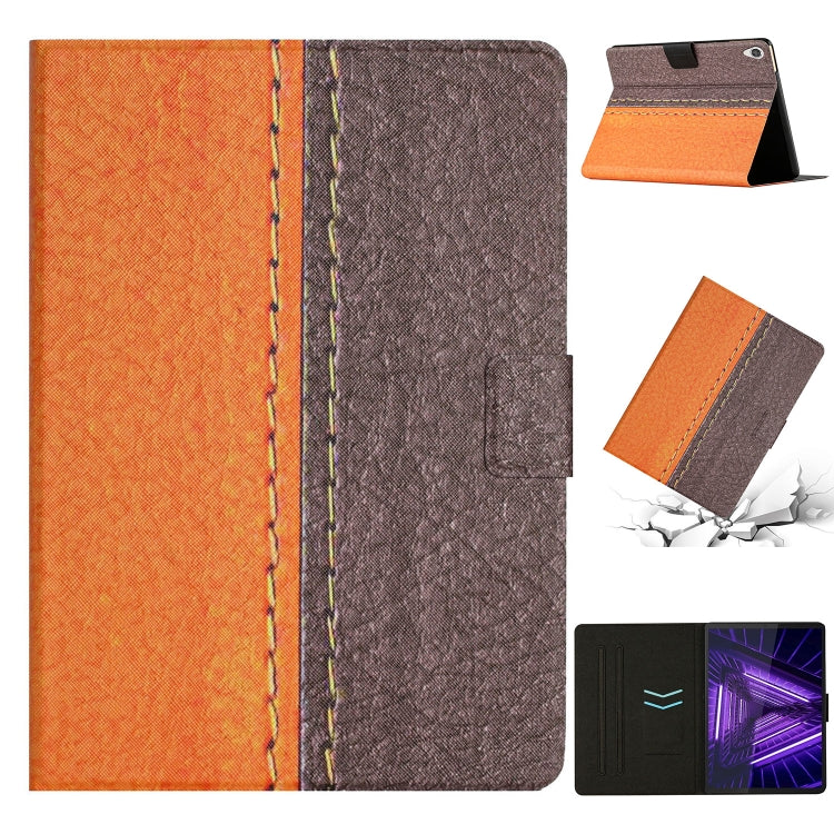For Lenovo Tab M10 3rd Gen Stitching Solid Color Smart Leather Tablet Case