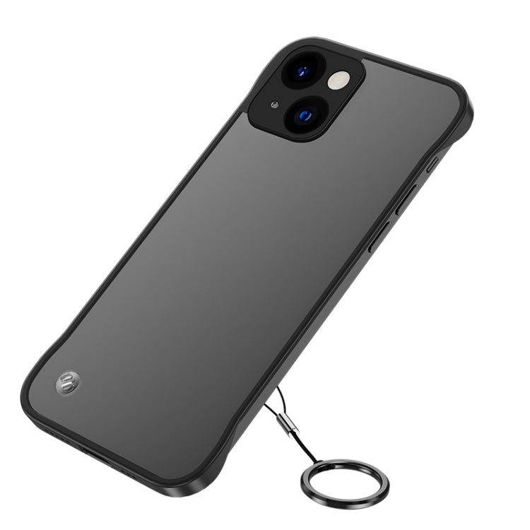 For iPhone 14 Metal Lens Frosted Finger Ring Strap Phone Case