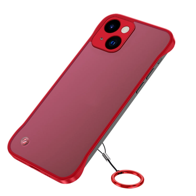 For iPhone 14 Metal Lens Frosted Finger Ring Strap Phone Case