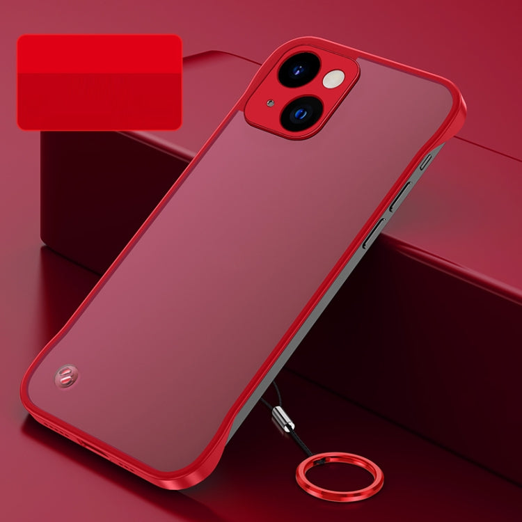 For iPhone 14 Metal Lens Frosted Finger Ring Strap Phone Case