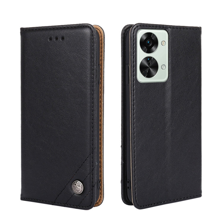 For OnePlus Nord 2T Non-Magnetic Retro Texture Horizontal Flip Leather Phone Case