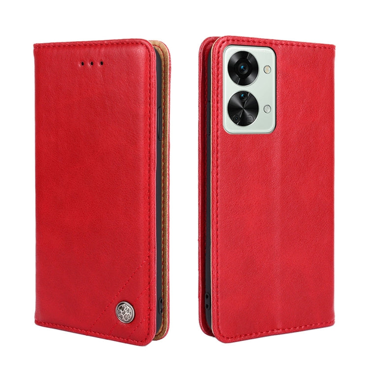 For OnePlus Nord 2T Non-Magnetic Retro Texture Horizontal Flip Leather Phone Case