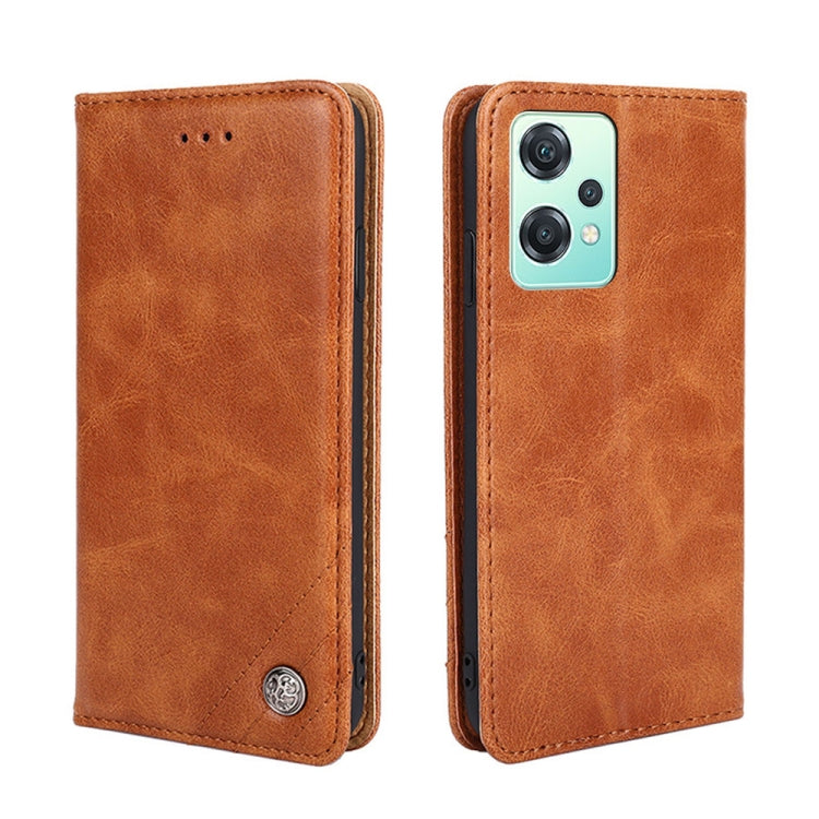 For OnePlus Nord CE 2 Lite 5G Non-Magnetic Retro Texture Horizontal Flip Leather Phone Case