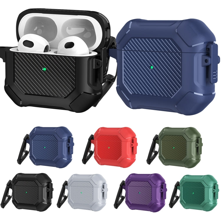 Carbon Brazing Dimension TPU+PC Headphone Protective Cover with Switch Lock & Carabiner For AirPods 3