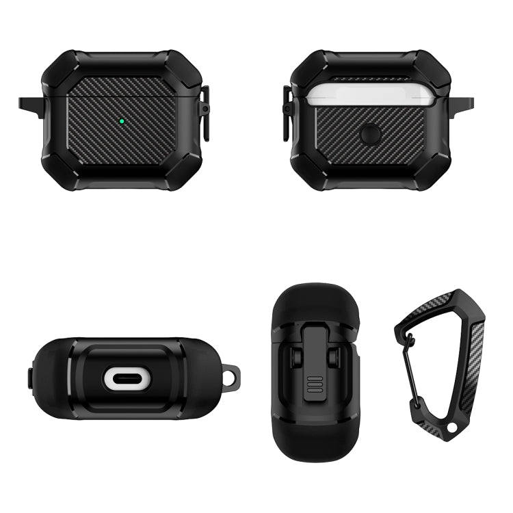 Carbon Brazing Dimension TPU+PC Headphone Protective Cover with Switch Lock & Carabiner For AirPods 3