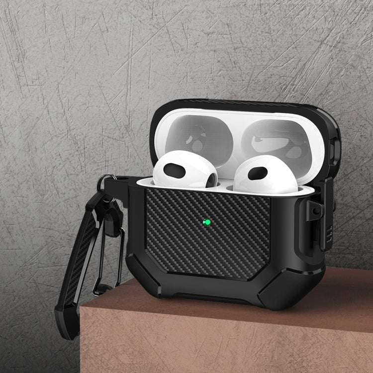 Carbon Brazing Dimension TPU+PC Headphone Protective Cover with Switch Lock & Carabiner For AirPods 3